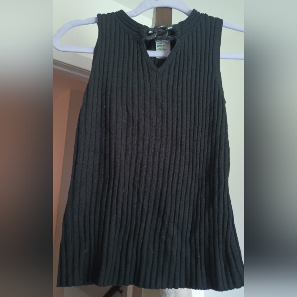 Black Ribbed Sleeveless Top